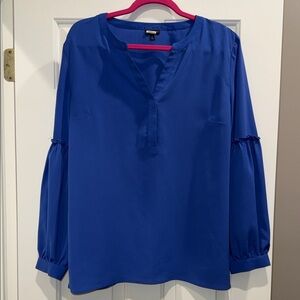 Talbots Royal Blue Blouse with Gathered Sleeves - Large